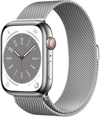 Apple Watch Series 8 GPS + Cellular 41mm Silver Stainless Steel Case / Silver Milanese Loop - Regular