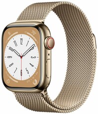 Apple Watch Series 8 GPS + Cellular 41mm Gold Stainless Steel Case / Gold Milanese Loop - Regular