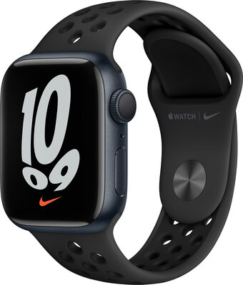 Apple Watch Nike řady 7 GPS, 41mm Midnight Aluminium Case with Anthracite/Black Nike Sport Band-Regular