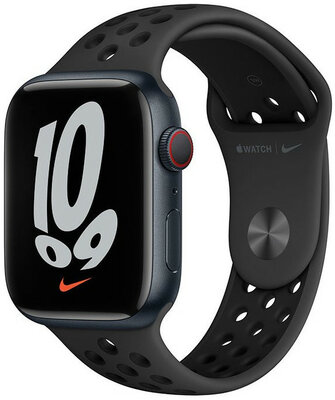 Apple Watch Nike Series 7 GPS + Cellular, 45mm Midnight Aluminium Case / Anthracite/Black Nike Sport Band - Regular