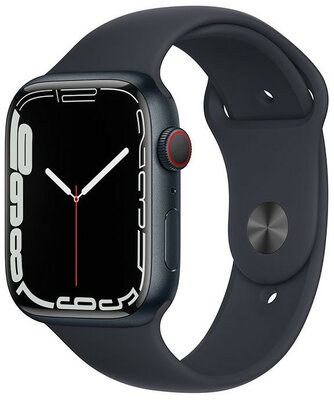 Apple Watch Series 7 GPS + Cellular, 45mm Midnight Aluminium Case / Midnight Sport Band - Regular