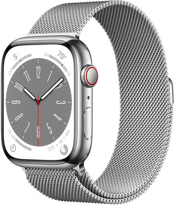 Apple Watch Series 8 GPS + Cellular 45mm Silver Stainless Steel Case / Silver Milanese Loop - Regular