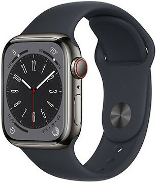 Apple Watch Series 8 GPS + Cellular 41mm Graphite Stainless Steel Case / Midnight Sport Band - Regular