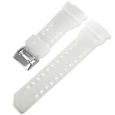 Curea pentru Casio G-Shock, din plastic, albă transparentă, cu cataramă argintie (pentru modelele GA-100, GA-110, GD-120, GLS-100)